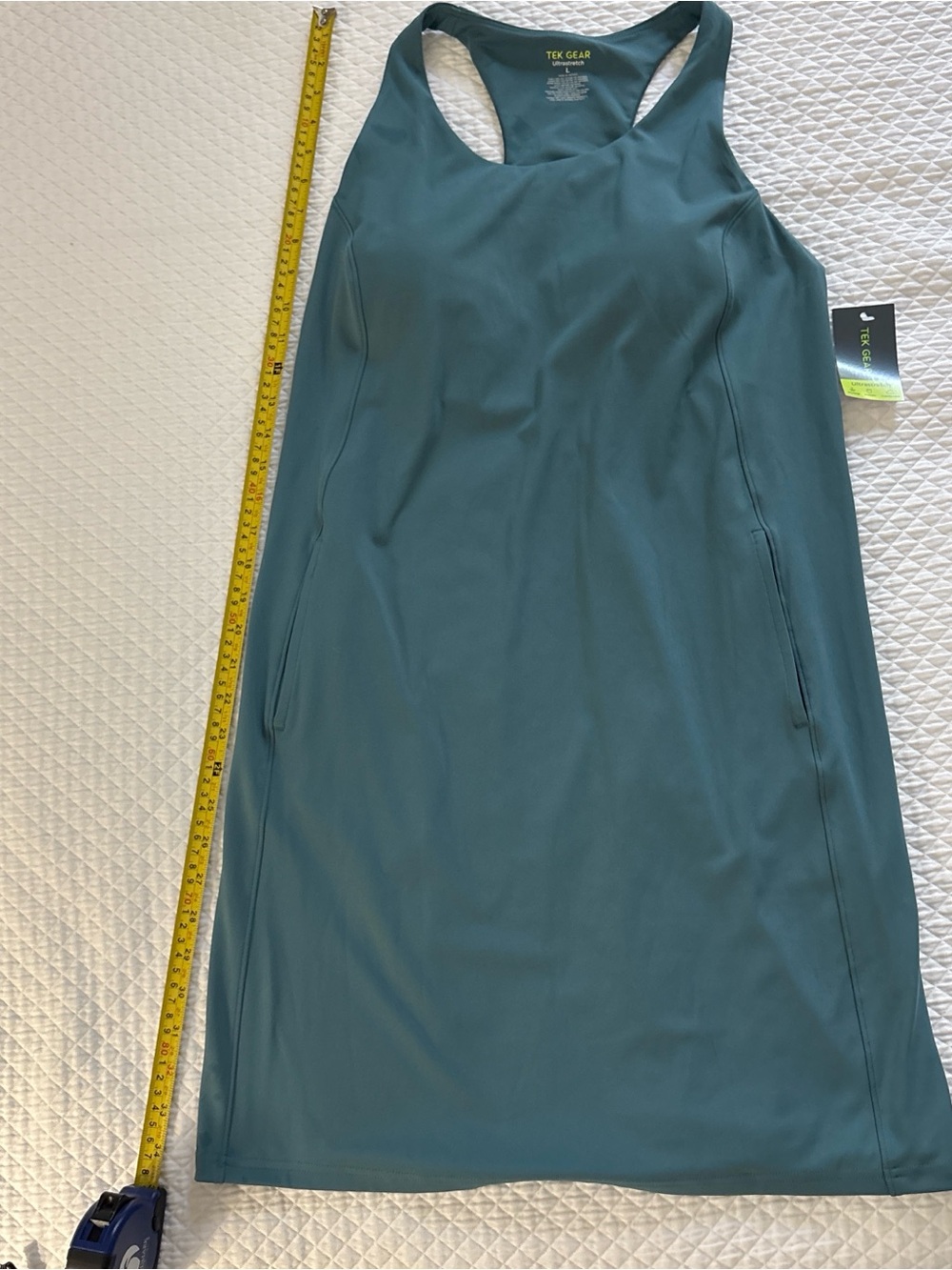 tek gear teal racerback active midi skirt